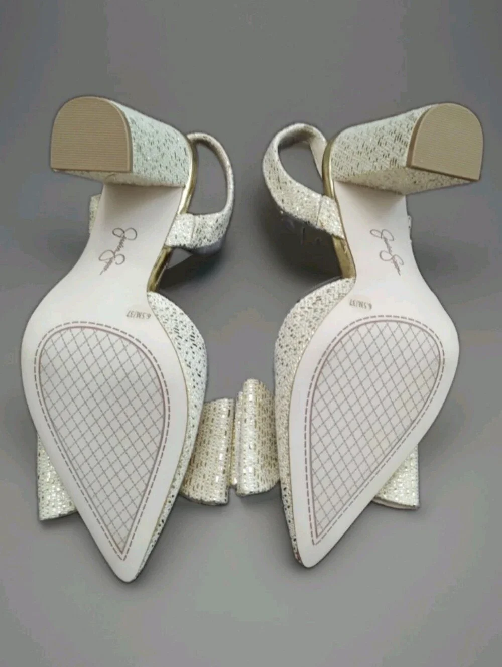 Jessica Simpson Nekira 3 Slingback Heel Pumps Soft Gold Glitter 6.5M NWOT Or Box
